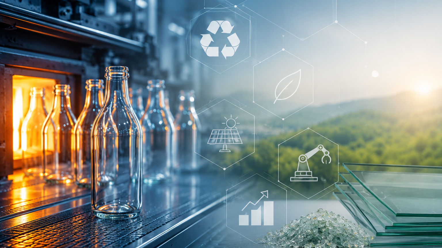 Glasproduktion und Nachhaltigkeit in Entwicklung